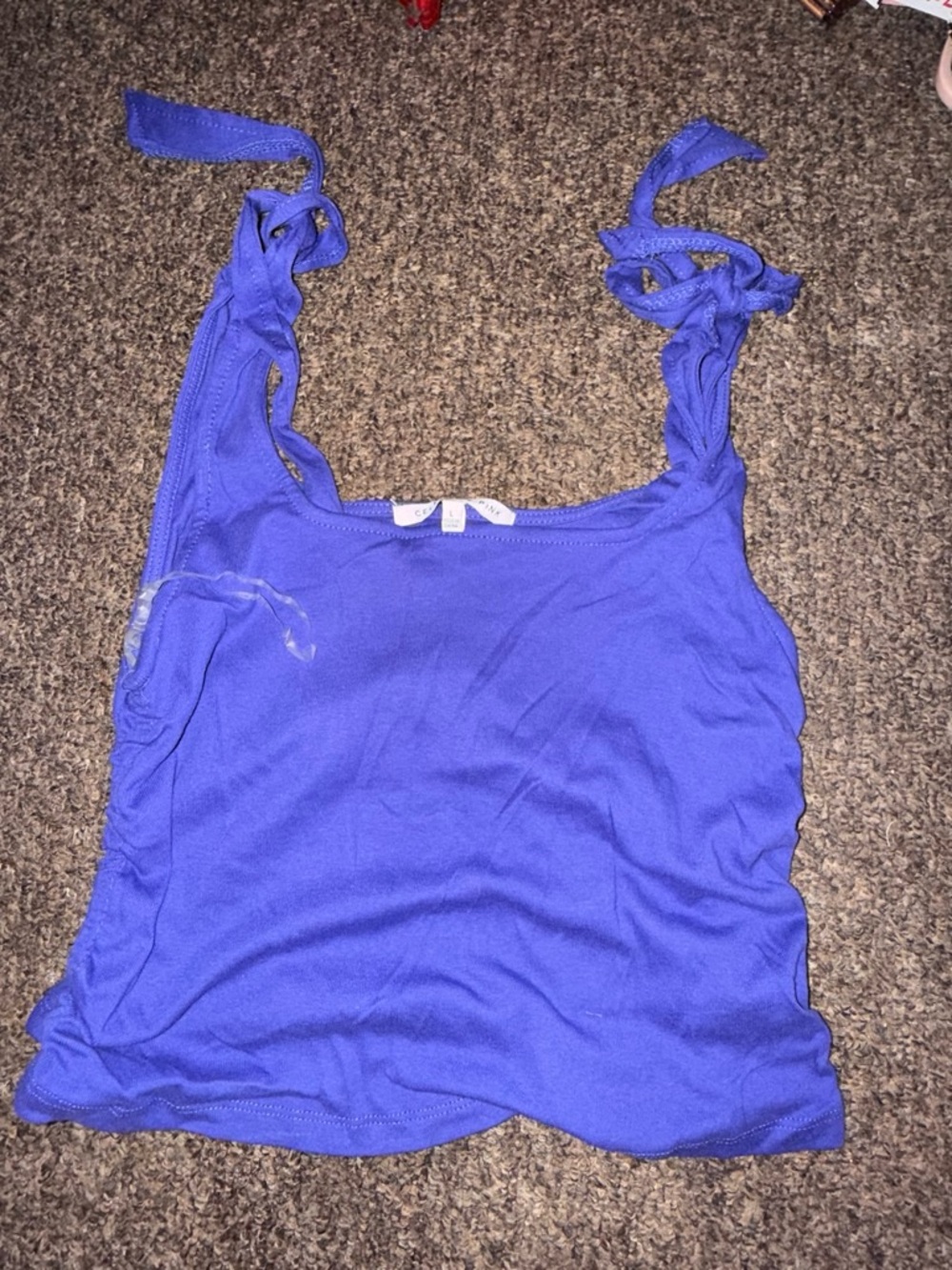 Celebrity Pink Royal Blue Tie-Shoulder Tank Top